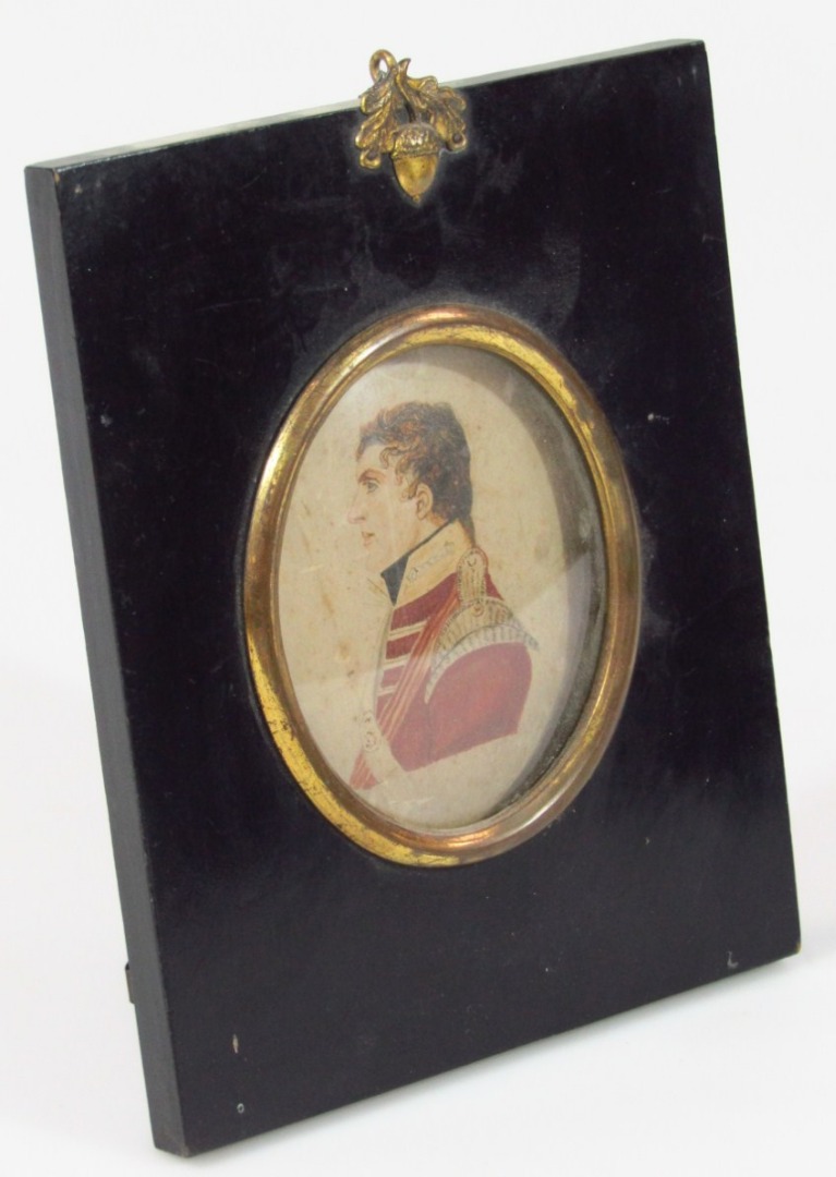 Appraisal: thC School Portrait miniature soldier in Napoleonic dress side quarter