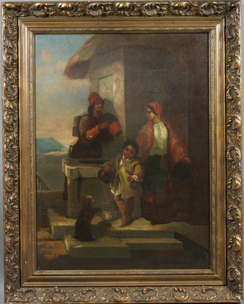 Appraisal: Early th Century Italian parents and child with dog o