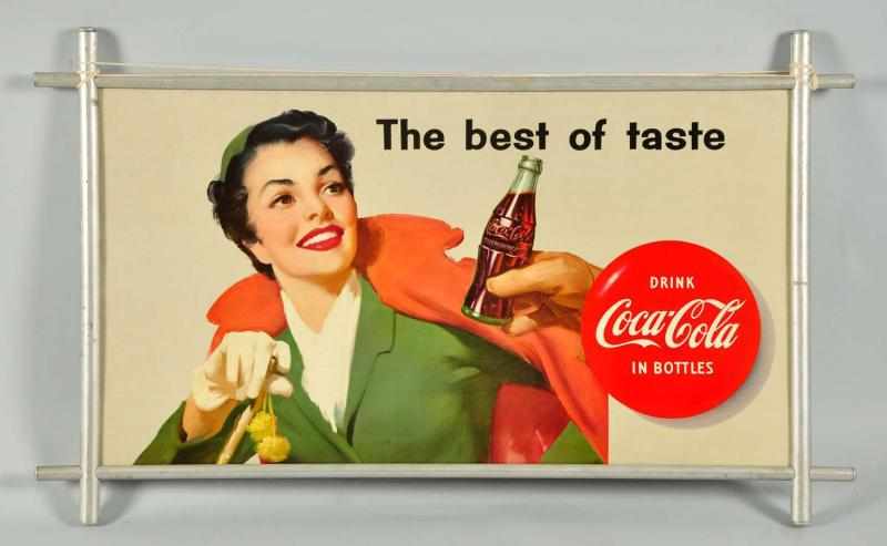 Appraisal: s Cardboard Coca-Cola Poster Description Complete with period aluminum frame