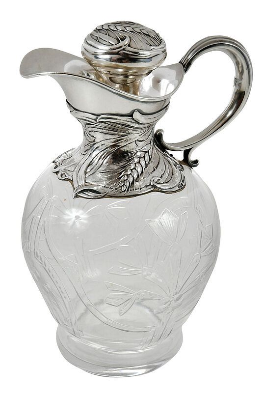 Appraisal: Gorham Etched Glass and Sterling Decanter American early th century