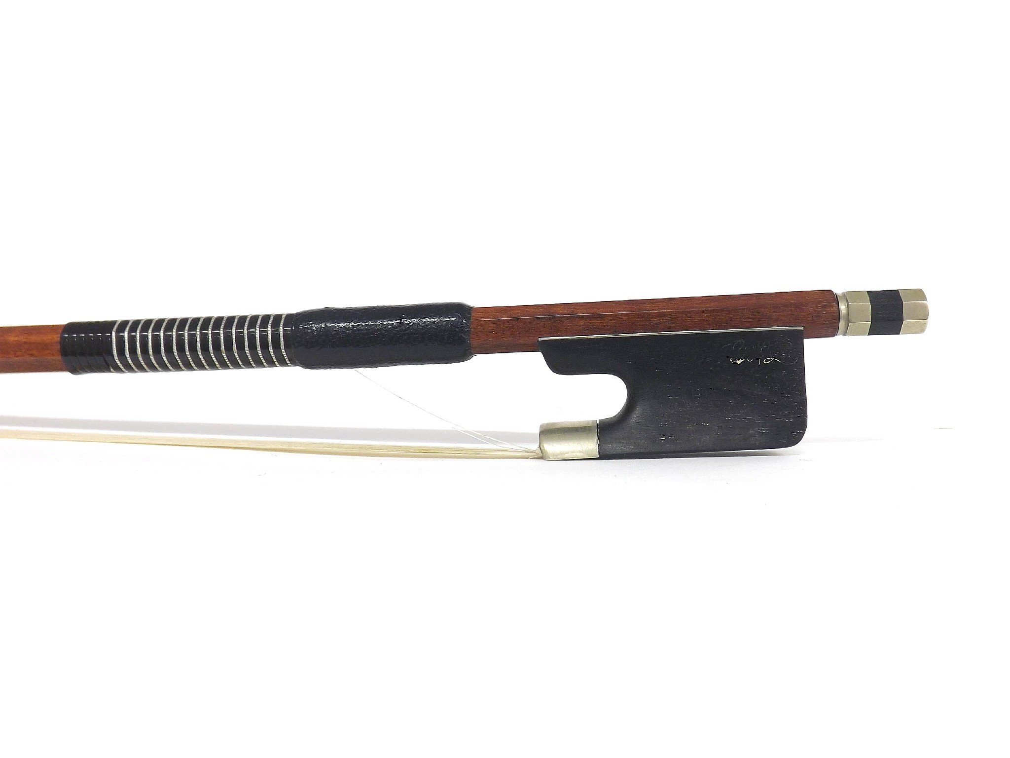 Appraisal: German nickel mounted violin bow by and stamped Conrad Gotz