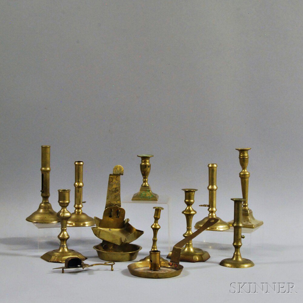 Appraisal: Twelve Brass Lighting Devices th and th century a near