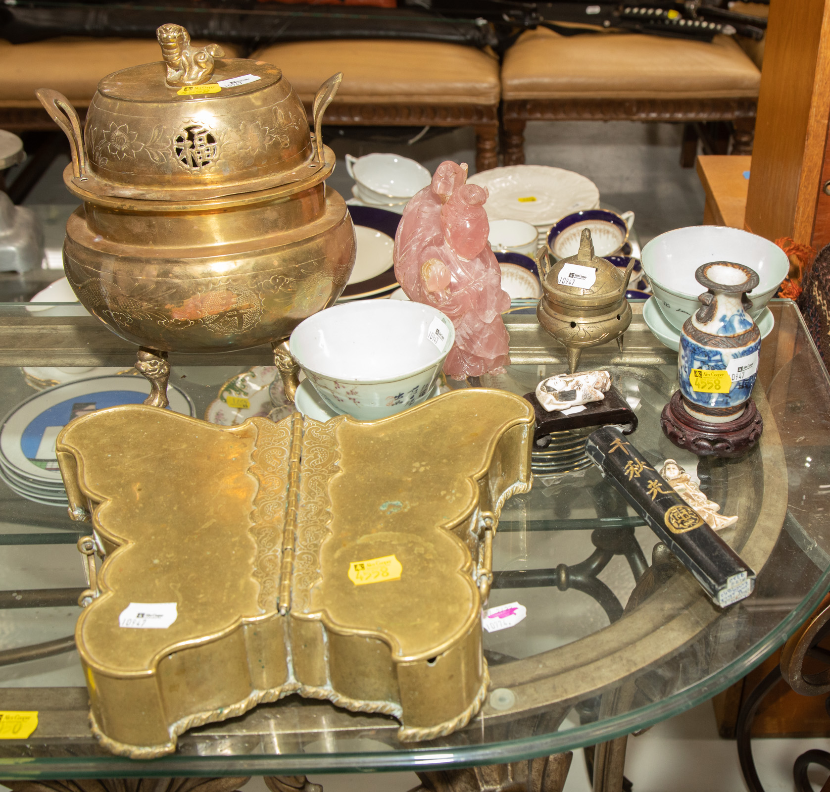 Appraisal: SELECTION OF CHINESE JAPANESE COLLECTIBLES Includes two brass censers a