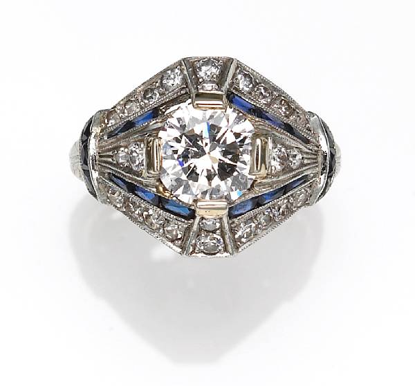 Appraisal: A diamond ring featuring a round brilliant-cut diamond weighing approximately