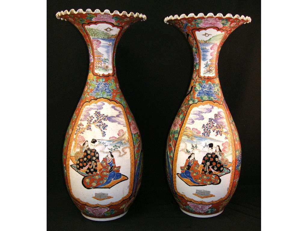 Appraisal: Large pair of Japanese Arita vases with wide flared necks