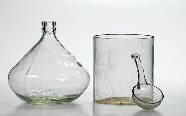 Appraisal: LARGE GLASS CARBOY AND CONTAINER including a large glass carboy