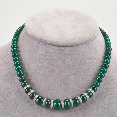 Appraisal: EMERALD WHITE GOLD NECKLACE Eighty-one graduated emerald beads - mm