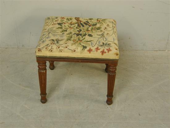 Appraisal: Late Regency mahogany stool with embroidered seat raised on turned