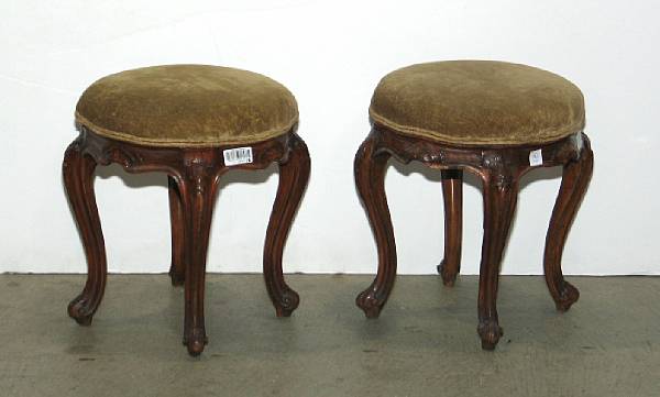 Appraisal: A pair of Italian Rococo style beechwood stools mid th