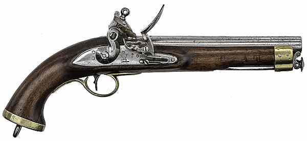 Appraisal: European Military Flintlock Pistol bore diameter round barrel with three