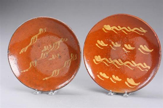 Appraisal: TWO REDWARE PIE PLATES American mid th century Both have