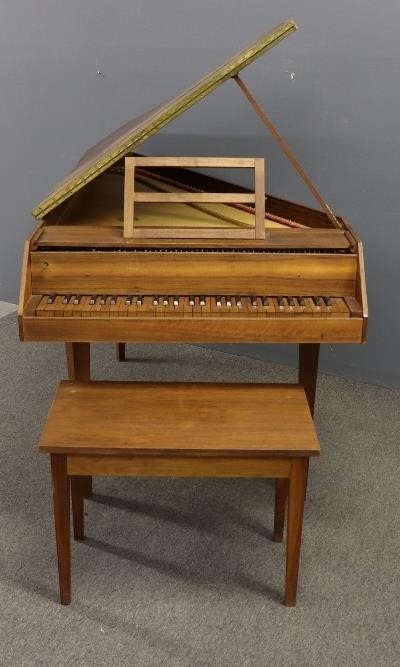 Appraisal: Kit form walnut harpsichord and bench probably by Zuckerman Harpsicords