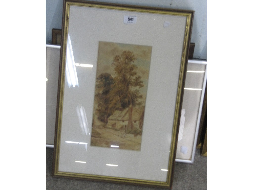 Appraisal: Lot comprising two watercolours a reproduction print an etching and