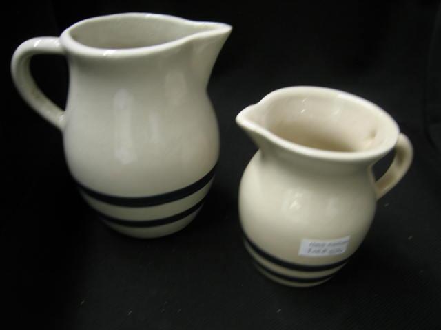 Appraisal: R R P Co Pottery Milk Pitchers blue band