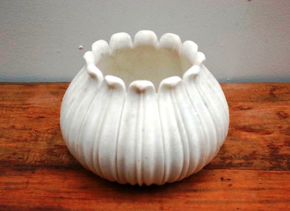 Appraisal: A hand carved fluted marble pot contemporary Rajasthan x cm