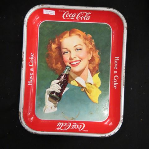 Appraisal: - Coca-Cola Serving Tray Girl with White Glove x