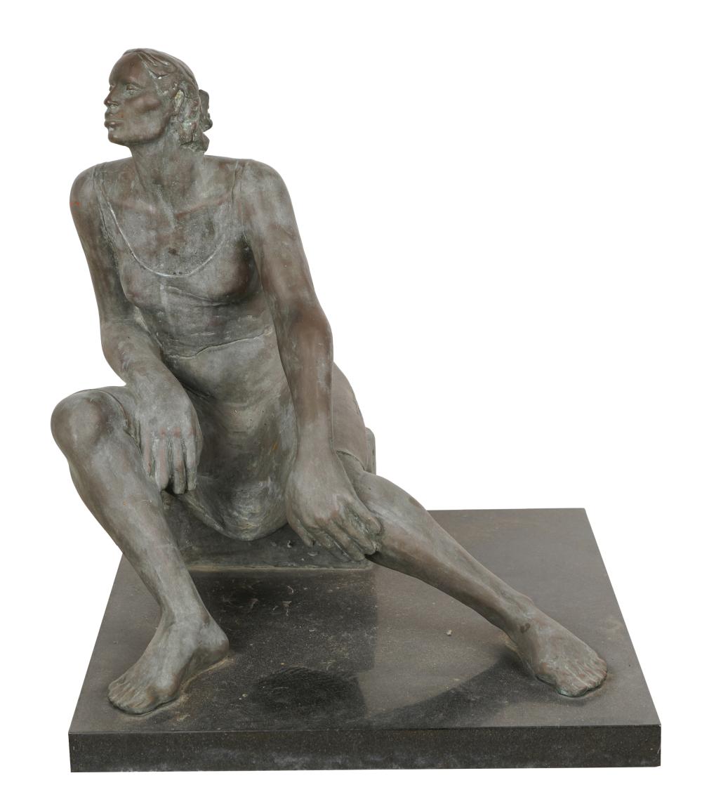 Appraisal: NORMA PENCHANSKY-GLASSER SEATED FIGURE bronze mounted to marble base signed