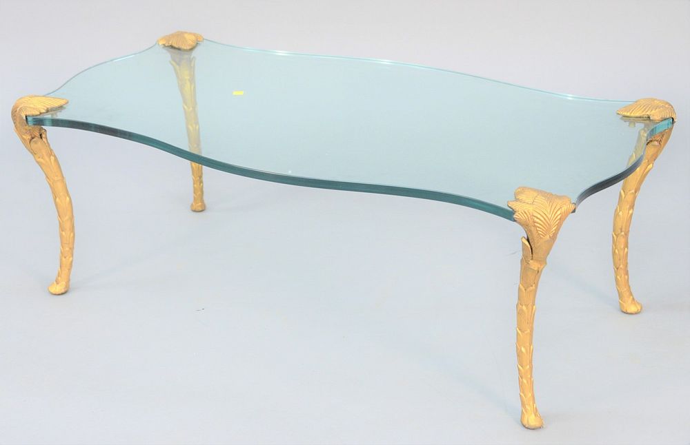 Appraisal: Glass Top coffee table having shaped top and gilded legs