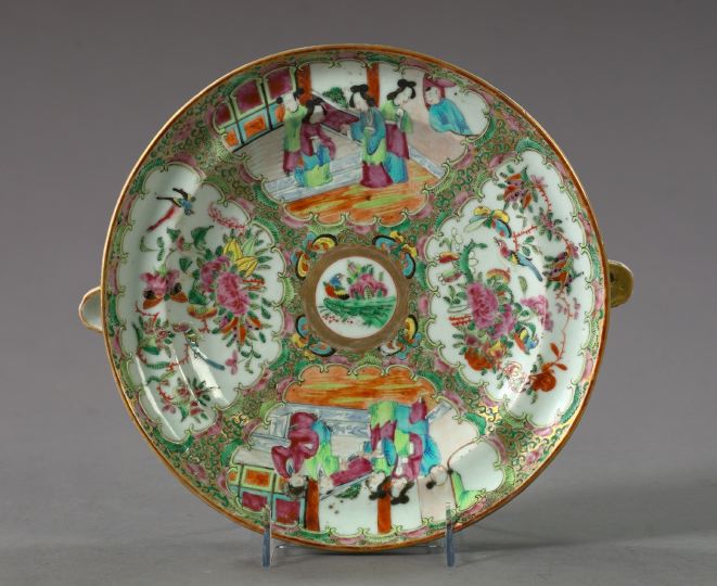 Appraisal: Unusual Chinese Export Rose Medallion Porcelain Warming Plate second quarter