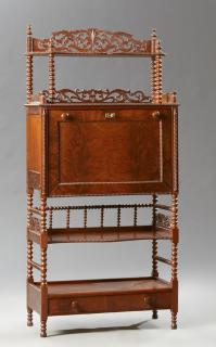 Appraisal: American Renaissance Revival Carved Mahogany Drop Front Desk Etagere th