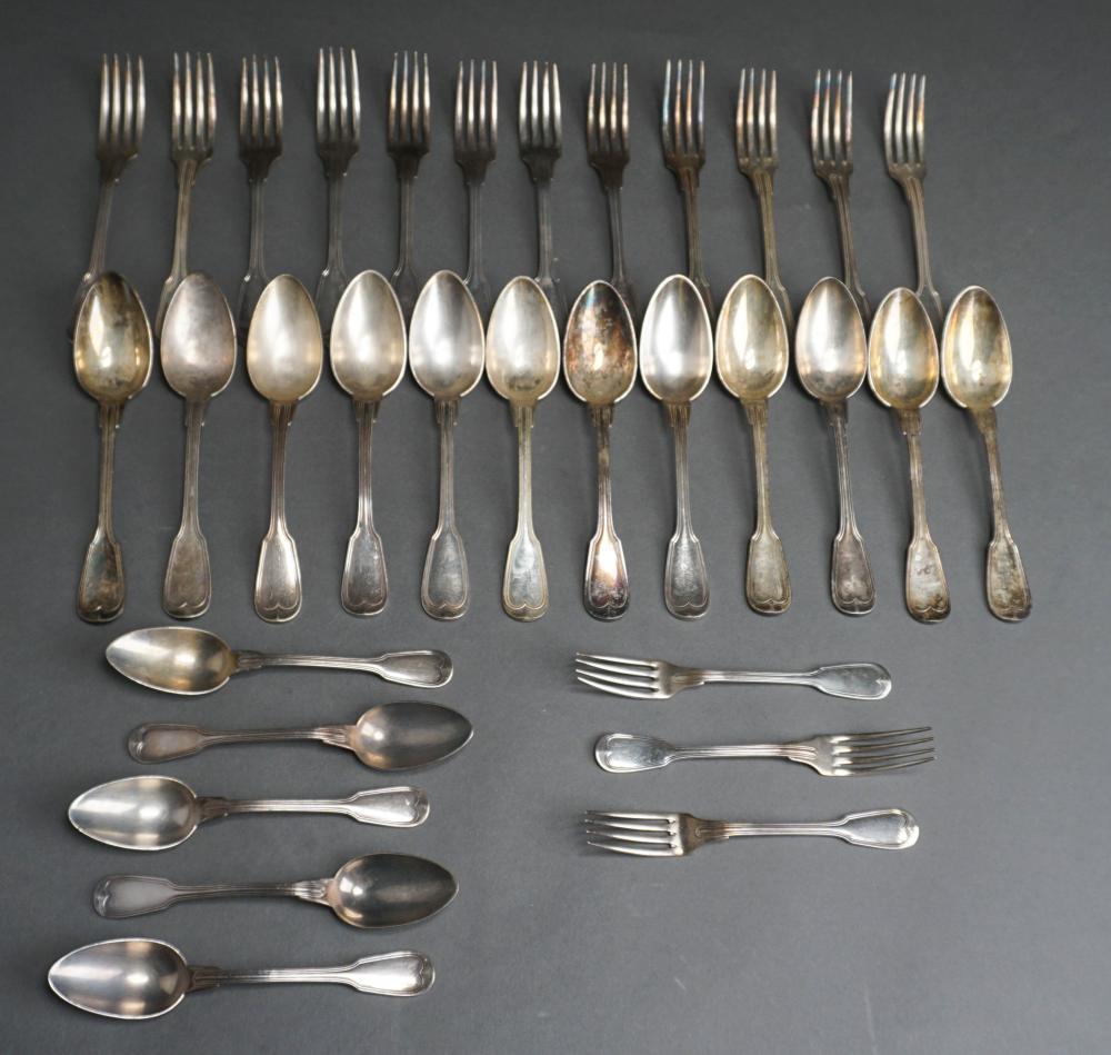 Appraisal: CHRISTOFLE SILVER PLATE 'CHINON' PATTERN TWENTY-FIVE PIECE FLAT TABLE SERVICE