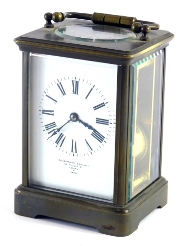 Appraisal: A thC brass Goldsmiths carriage clock with cm wide Roman