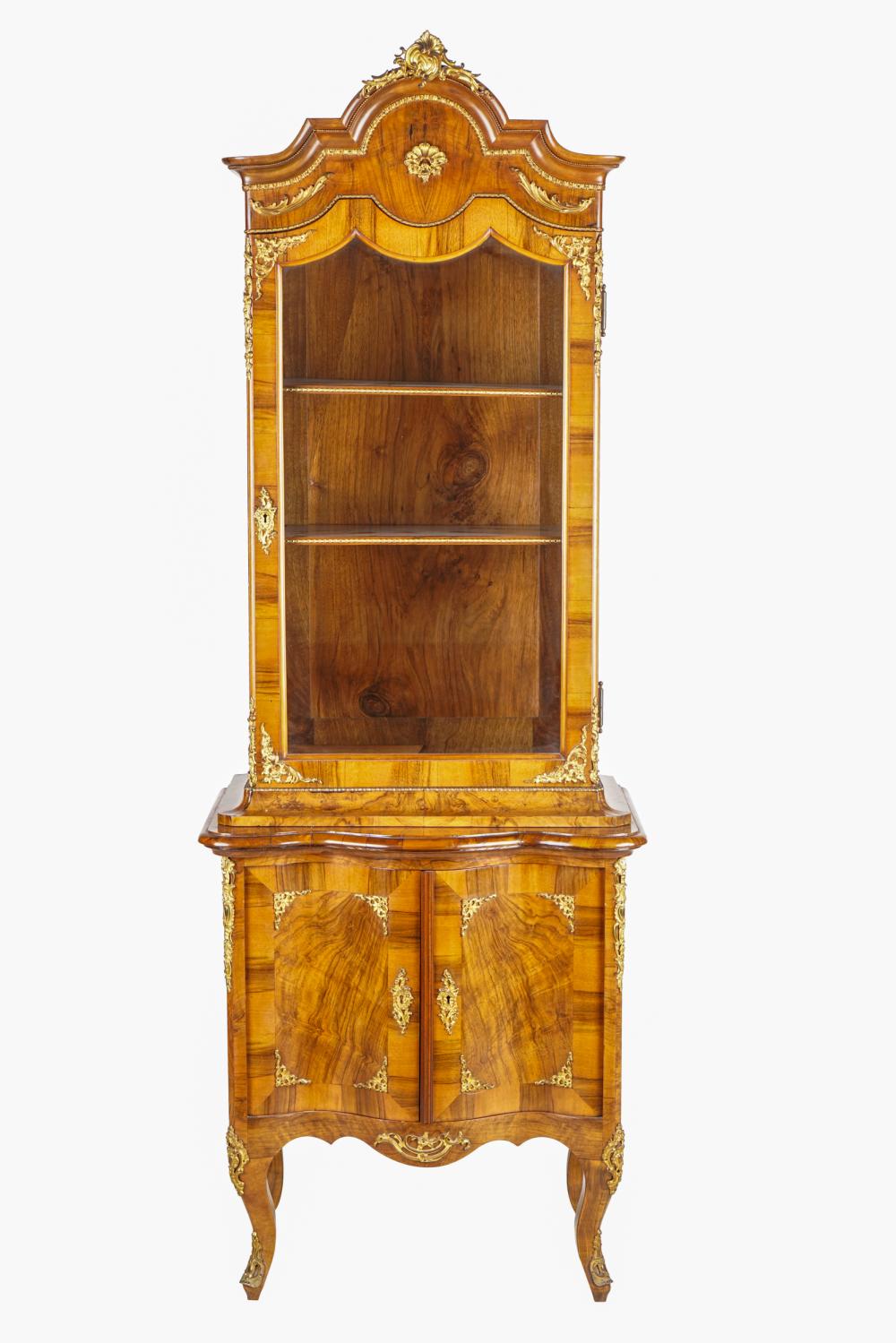 Appraisal: FRENCH WALNUT VITRINE CABINETthe upper section with glazed door enclosing