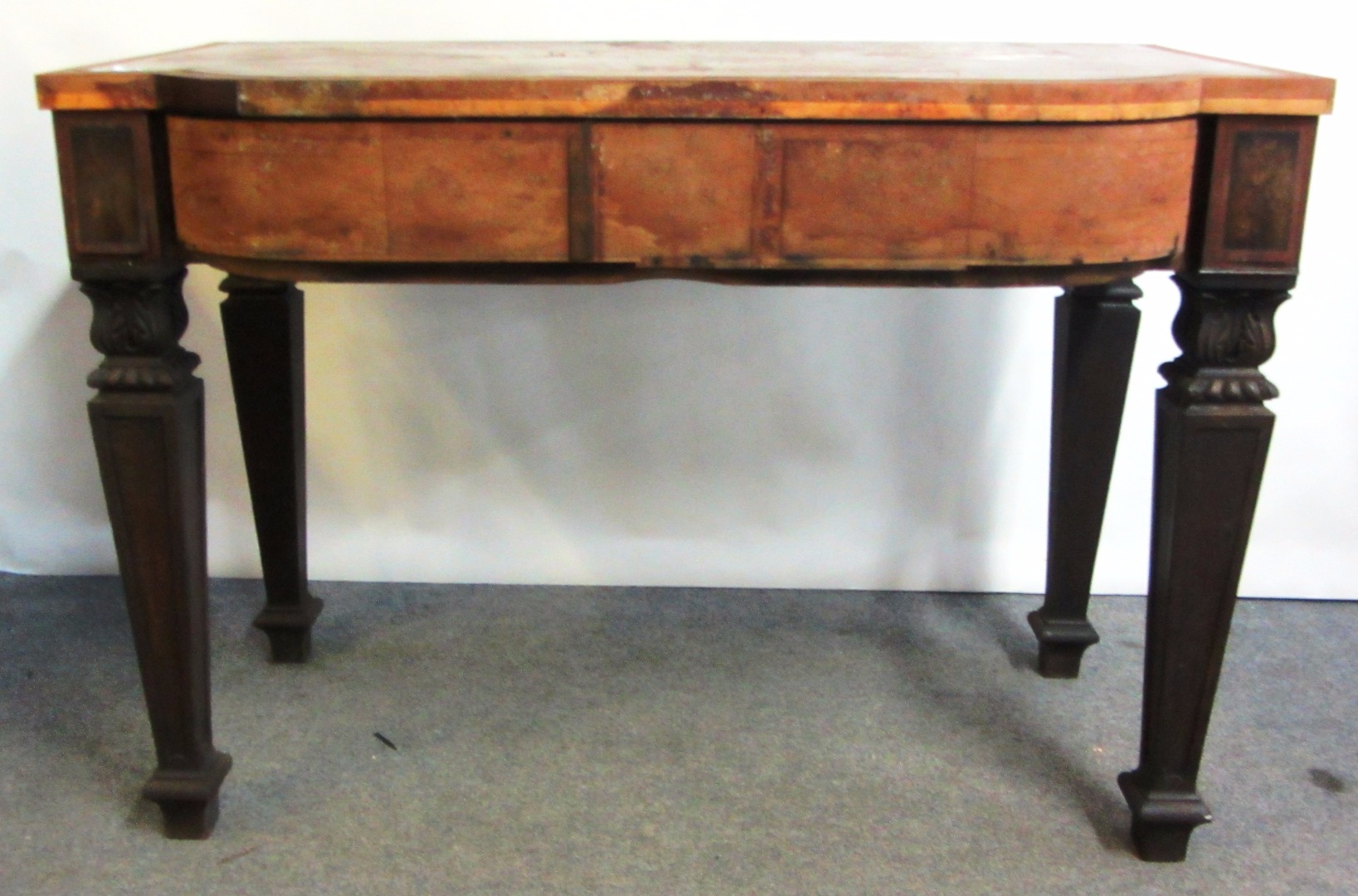 Appraisal: A th century mahogany bow front single drawer serving table