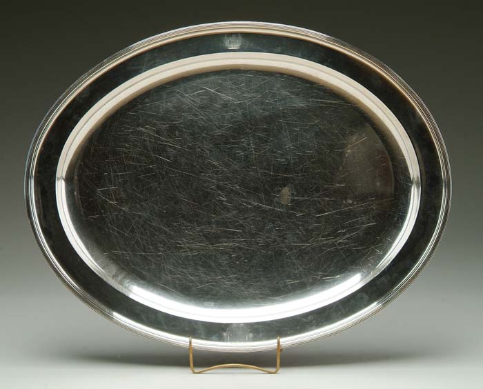 Appraisal: LARGE GEORGE III SILVER MEAT DISH R Salmon London Plain