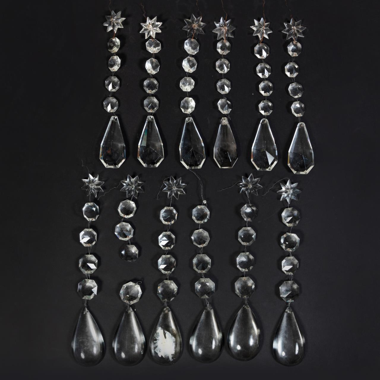 Appraisal: PC SET OF FACETED SMOOTH CHANDELIER PRISMS Set of twelve