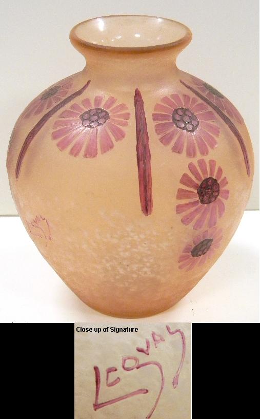 Appraisal: Legras vase cut cameo glass French c with floral motif