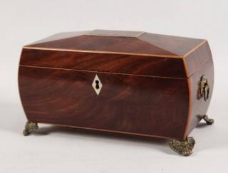 Appraisal: FINE ENGLISH INLAID REGENCY MAHOGANY TEA CADDY HAVING FITTED INTERIOR