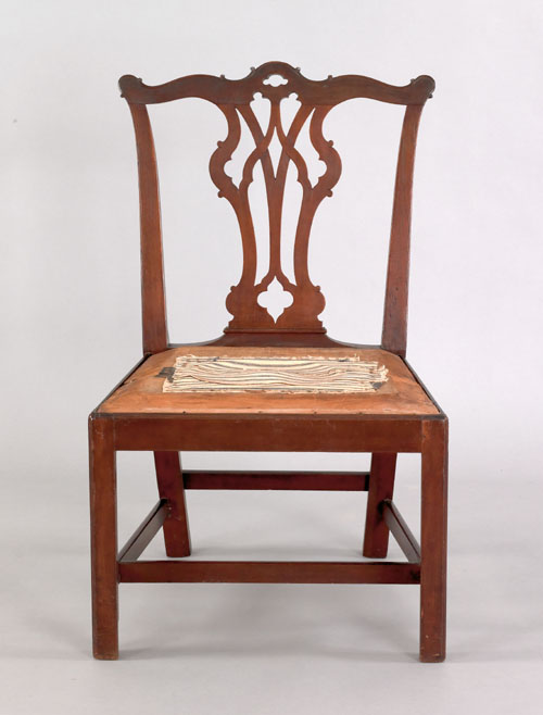 Appraisal: Pennsylvania Chippendale mahogany commode chair ca with gothic back and