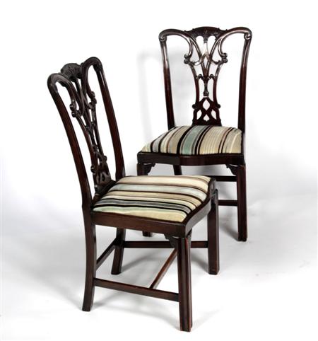 Appraisal: A set of six Chippendale style mahogany dining chairs each