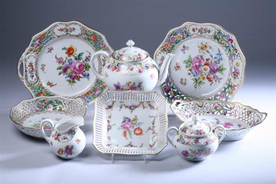 Appraisal: EIGHT PIECES FLORAL DECORATED DRESDEN PORCELAIN early th century Including