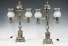 Appraisal: LAMPS - Pair of replica double arm silver plated classical