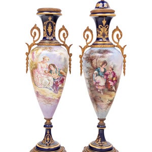 Appraisal: A Pair of S vres Style Gilt Metal Mounted Porcelain