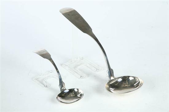 Appraisal: TWO SILVER LADLES Includes a punch ladle marked for Scovil