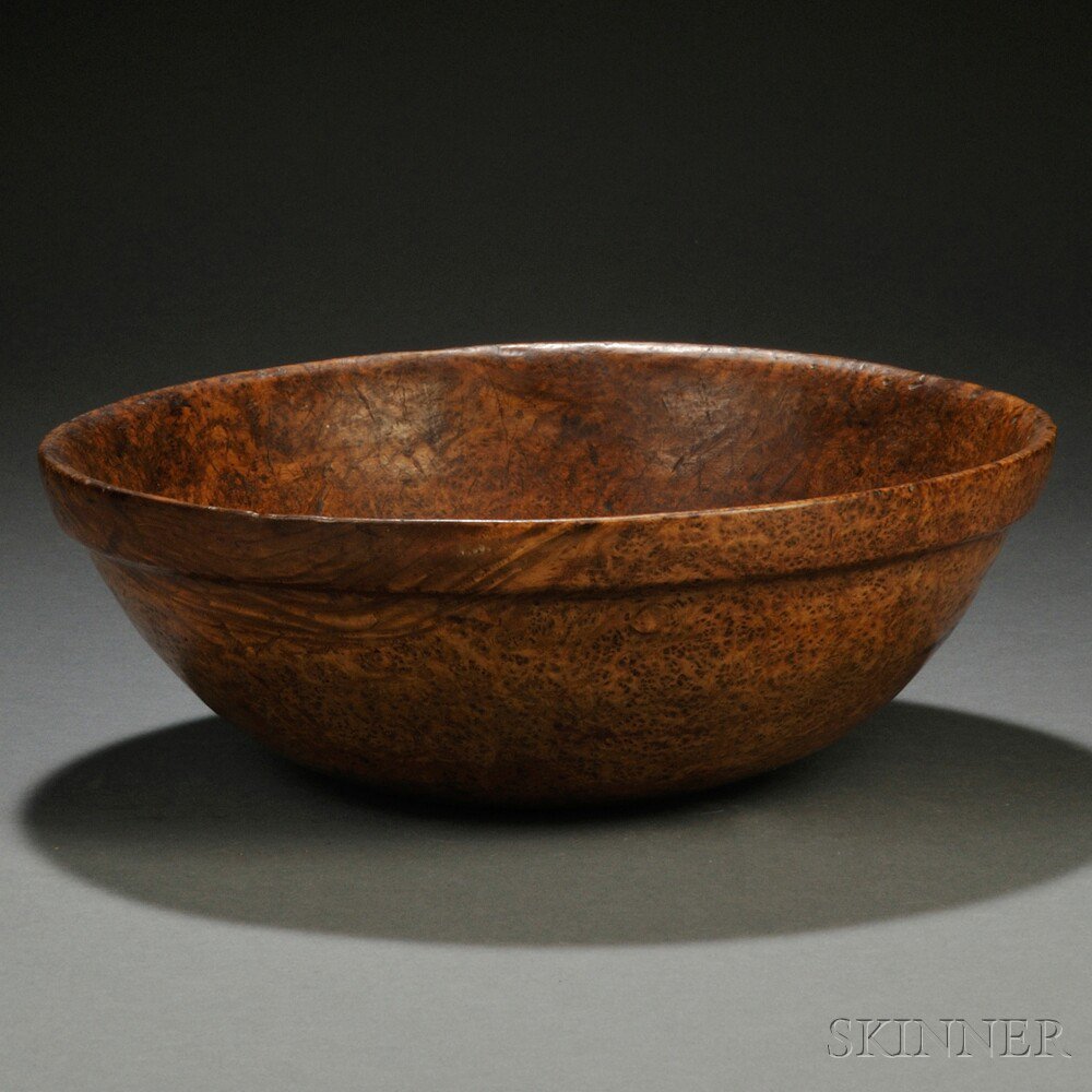 Appraisal: Round Turned Burl Bowl America early th century with turned