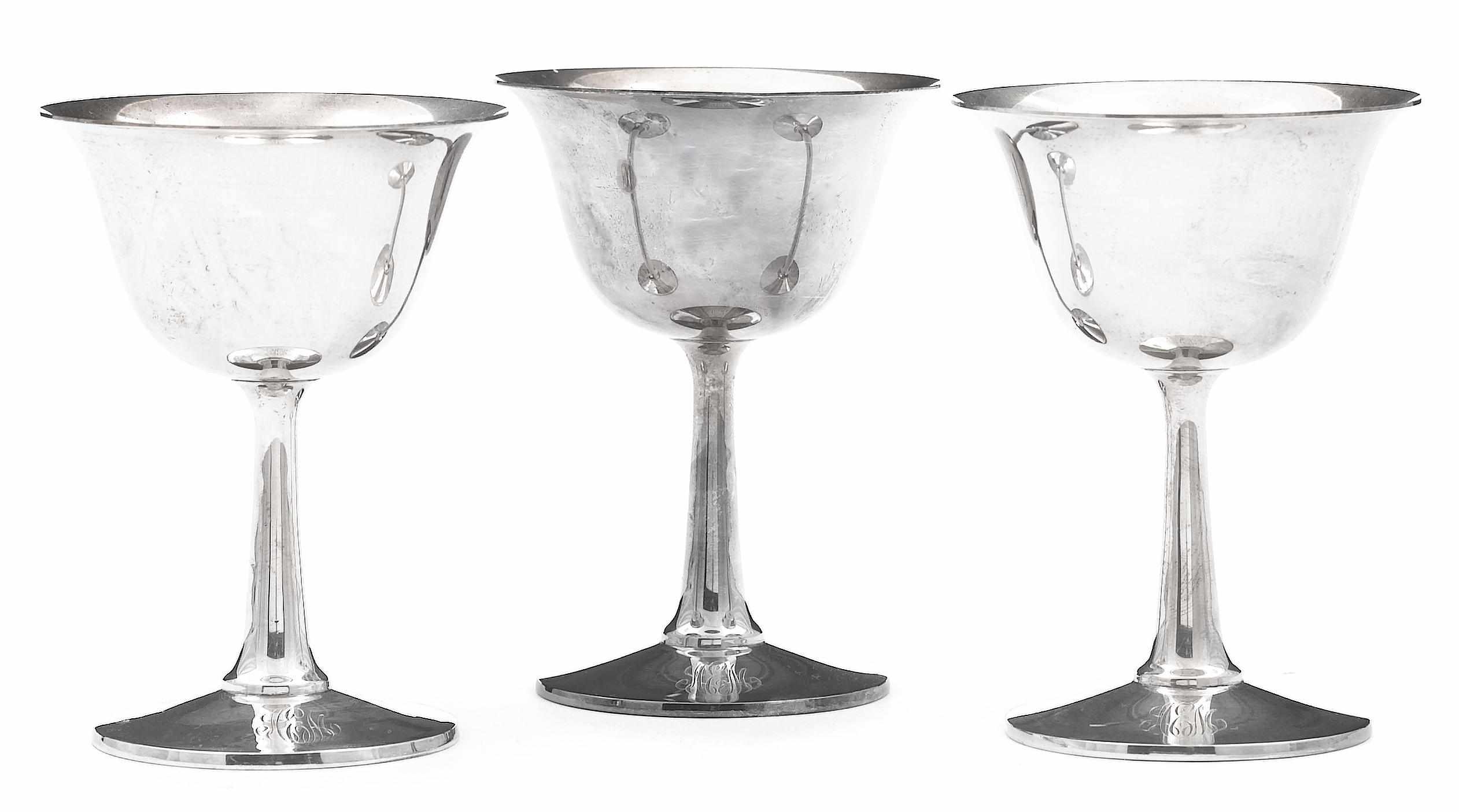 Appraisal: A sterling set of twelve stemmed weighted cocktail cups Retailed