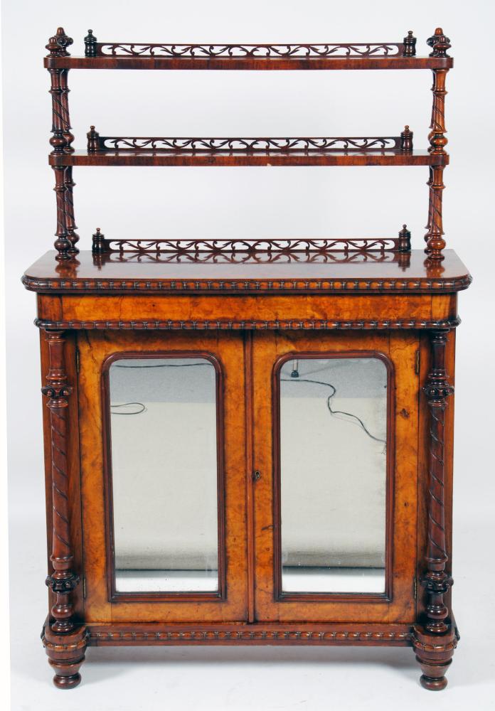 Appraisal: A SMALL VICTORIAN WALNUT CHIFFONIER of D form with bead