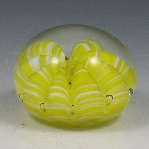 Appraisal: St Clair Joe Yellow Ripple Paperweight Joe St Clair yellow