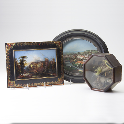 Appraisal: Three-dimensional paper hand painted village scene of Glatz labeled on