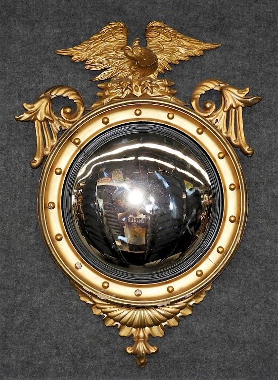 Appraisal: C American Federal Gilt Eagle Bull's Eye Mirror United States