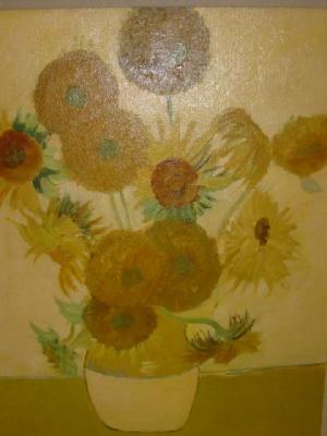 Appraisal: GORDON BARLOW Sunflowers After Van Gogh signed on board inscribed