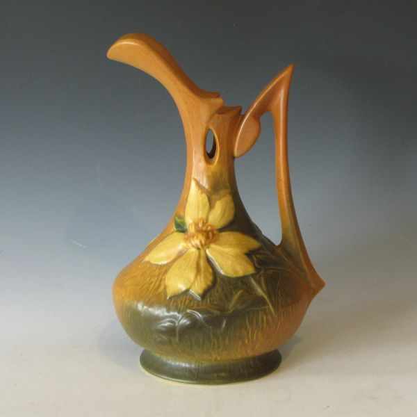 Appraisal: Roseville Clematis ewer in brown Marked Roseville USA - ''