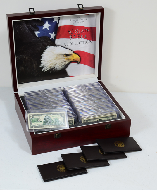 Appraisal: BOXED SET STATE TWO DOLLAR BILL COLLECTION All states represented