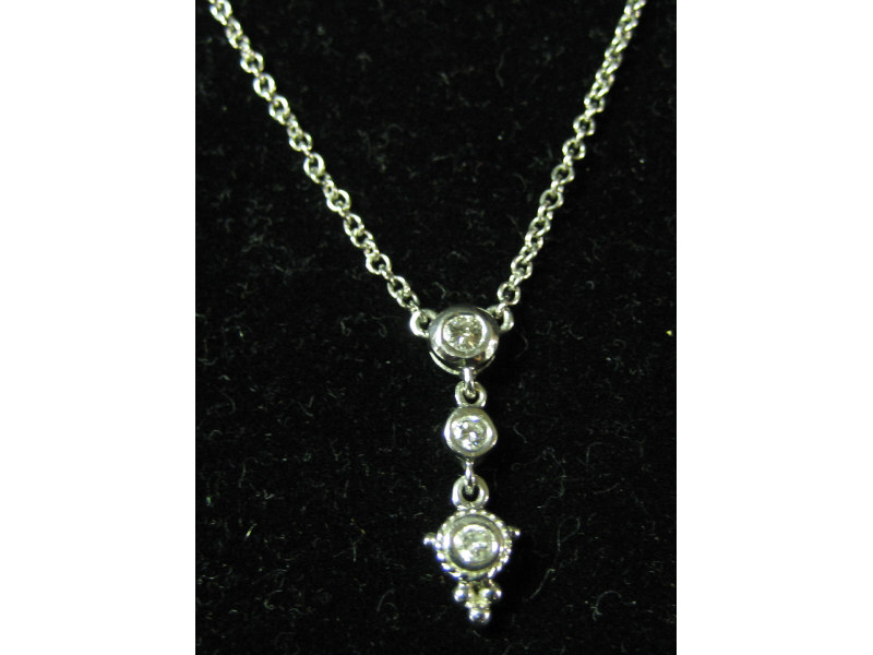 Appraisal: DIAMOND PENDANT k white gold inch chain suspending round brilliant