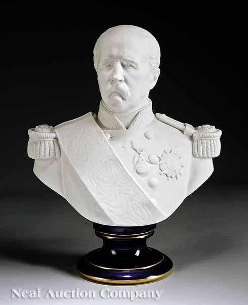 Appraisal: A S vres Bisque Porcelain Portrait Bust c depicting General