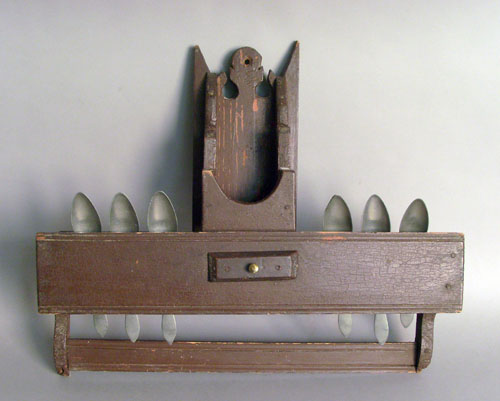 Appraisal: Red painted spoon rack th c h l